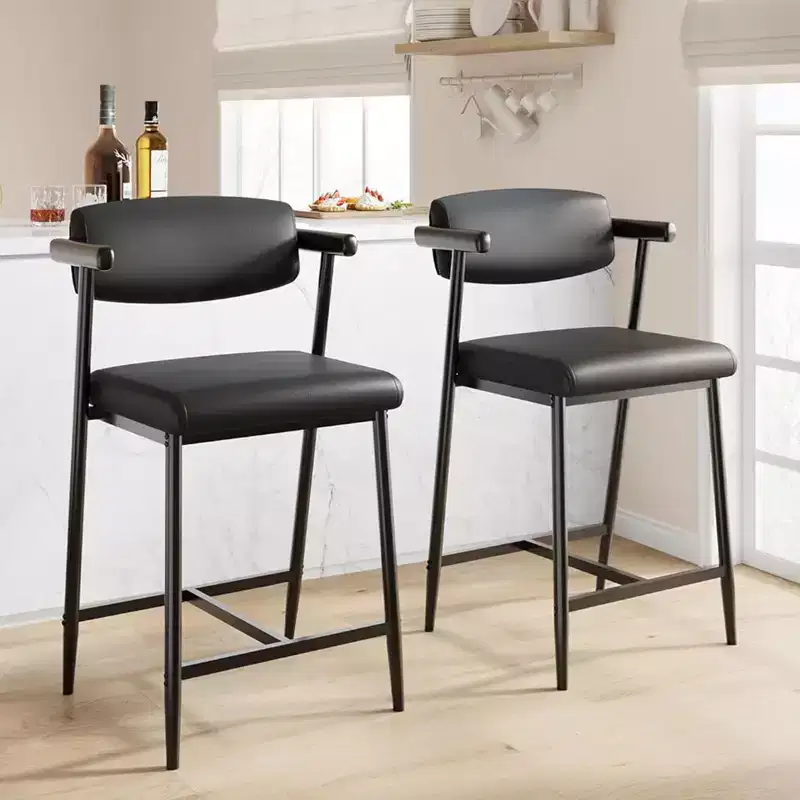 Bar Stools Set of 2/4, 26.5 Upholstered Counter Height Bar Stools for Armrest, Wider Thickened Cushion, Bar Chairs with Backrest for Bar,Kitchen