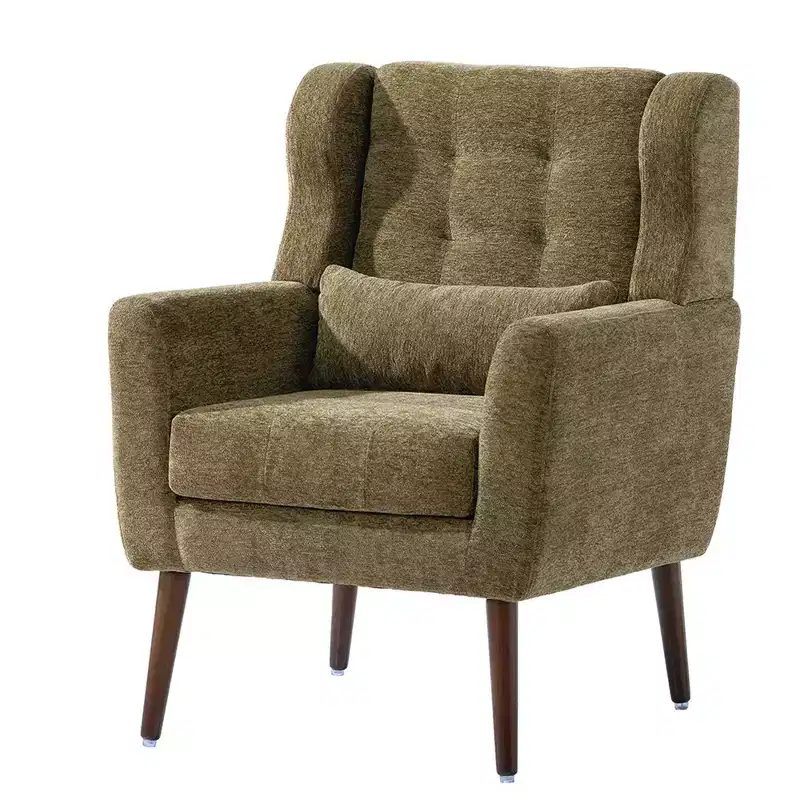 37.6 Tall Modern Accent Chair, Upholstered Foam Filled Reading Chairs With Cushion And High Backrest, Chenille Fabric Lounge Tufted Armchair