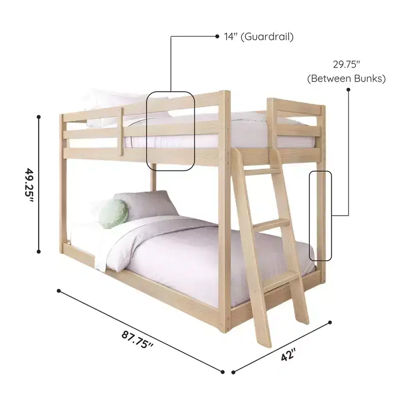 Plywood Twin/Twin Low Bunk Bed