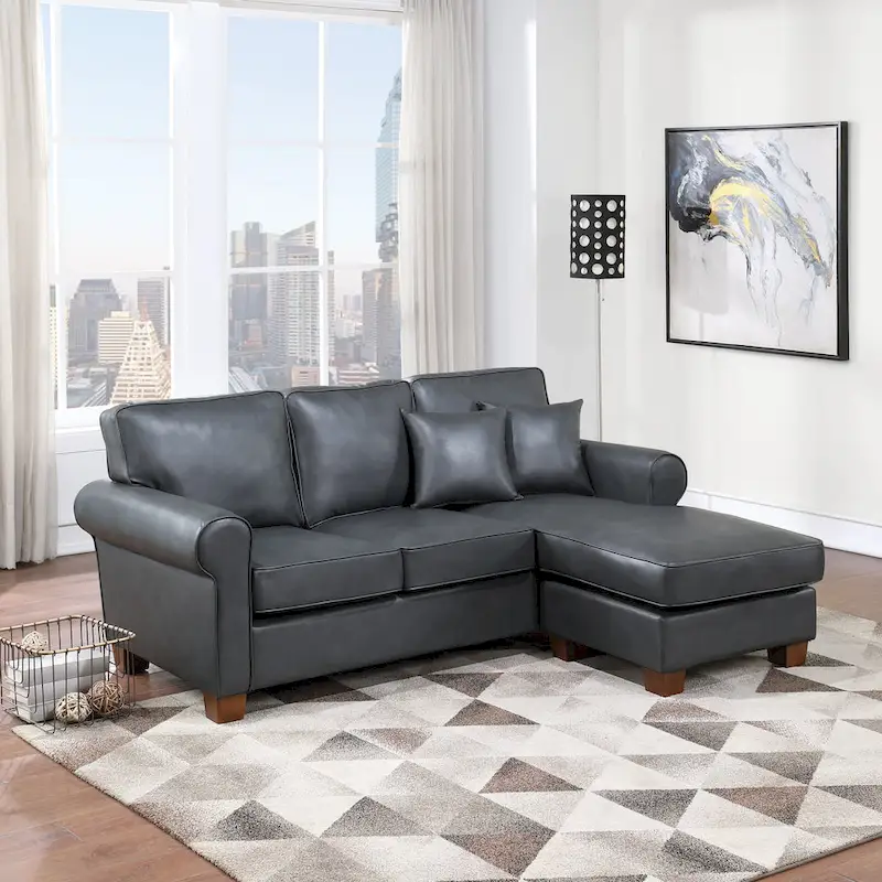Rylee Rolled Arm Sectional with Pillows