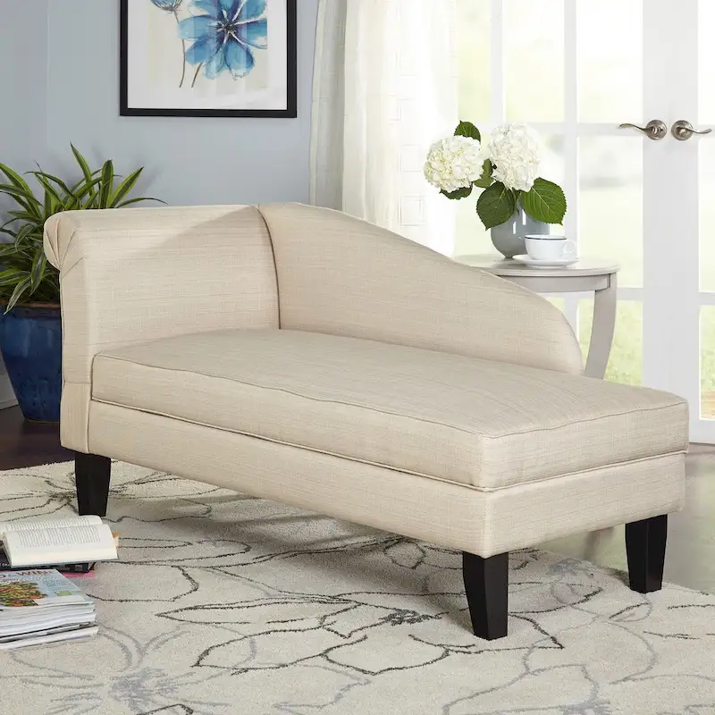 Beige / Blue / Grey / Orange / Burgundy Upholstered Chaise Lounge with Storage, Single