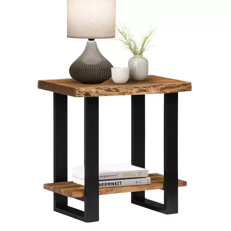 Alpine Natural Live Edge Wood End Table Brown - Alaterre Furniture