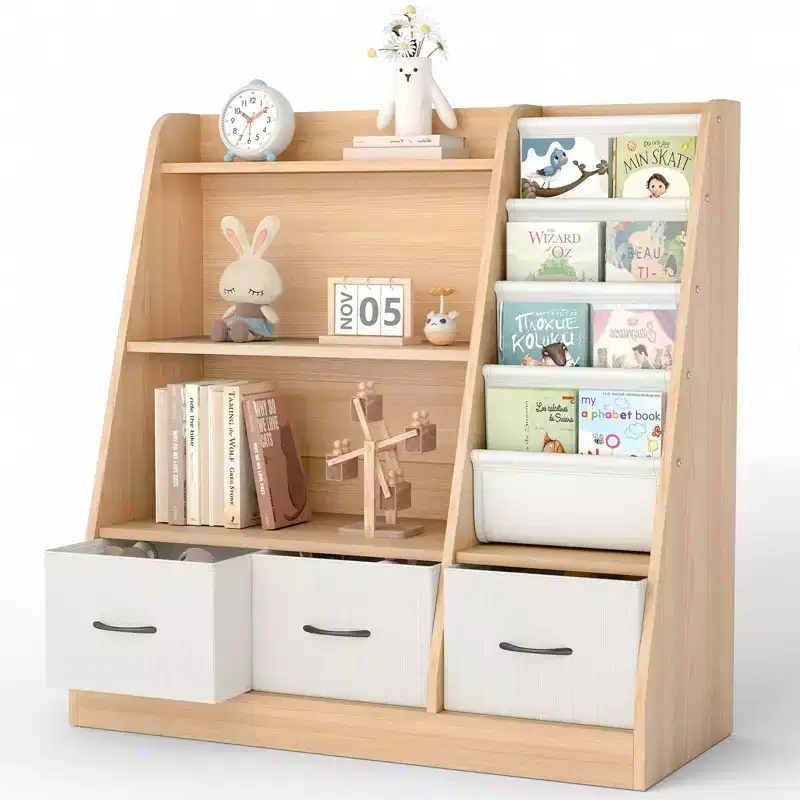 Kids Bookshelf, Toy Storage Cabinet, Kids Toy Organizer, Bookcase Footboard, Bookshelf for Kids, White