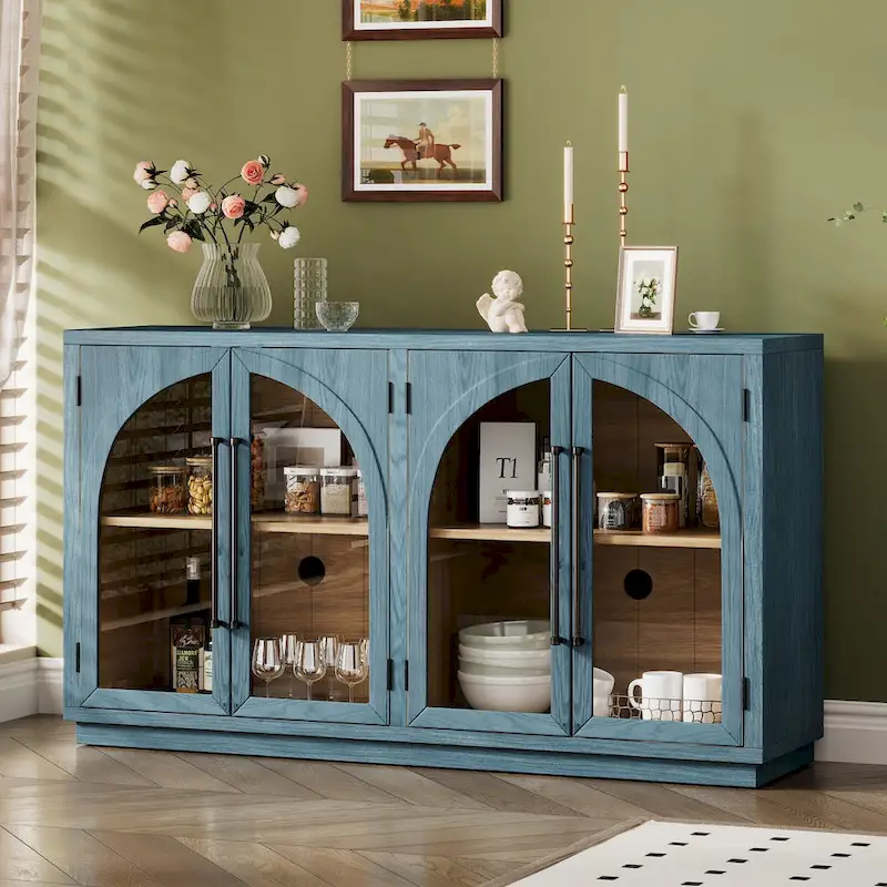 Sideboard with Metal Handles and Adjustable Shelves