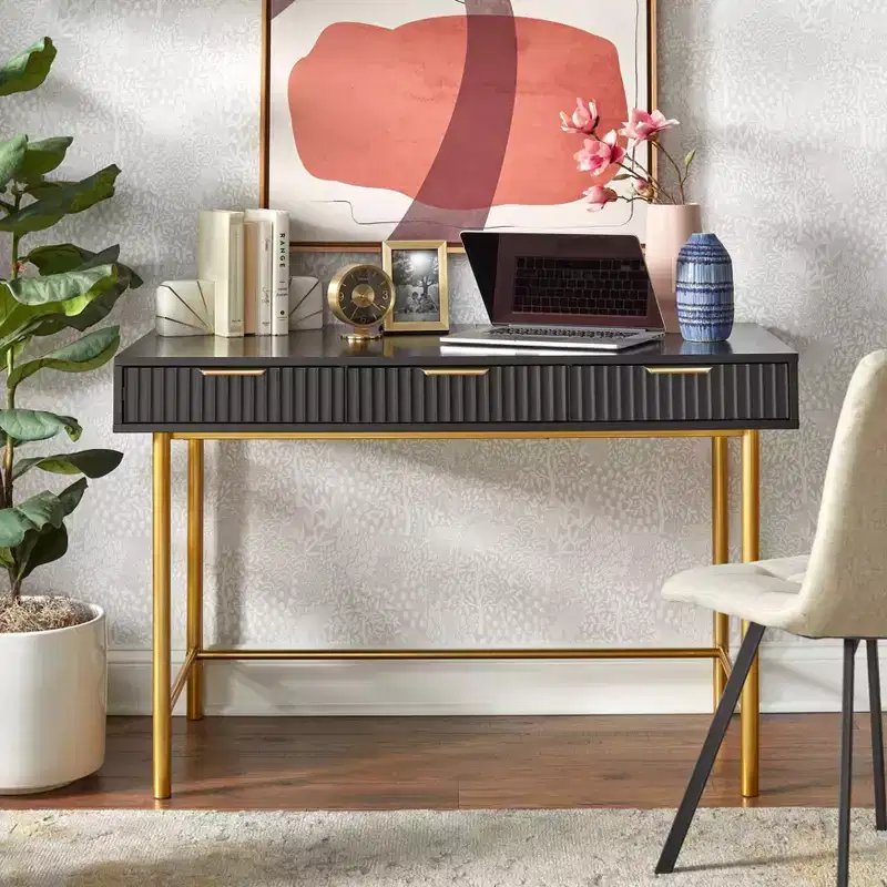 Lifestorey Russo 3 Drawer Modern Glam Desk