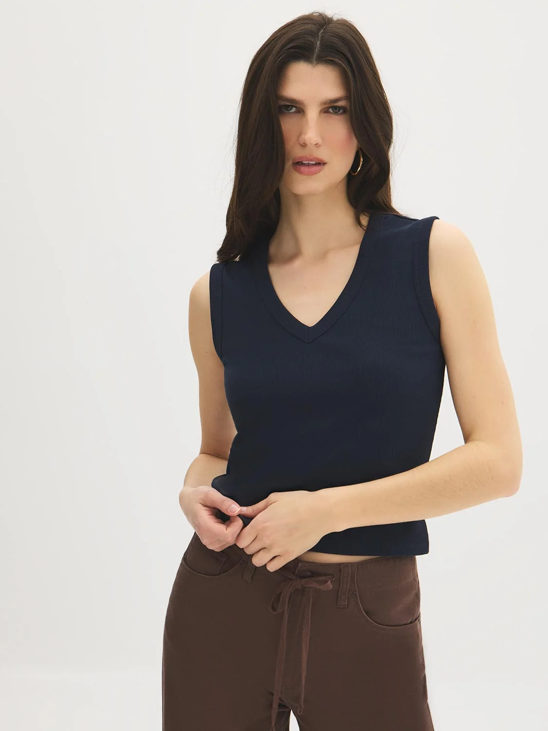 Cotton-Blend Rib Tank Top