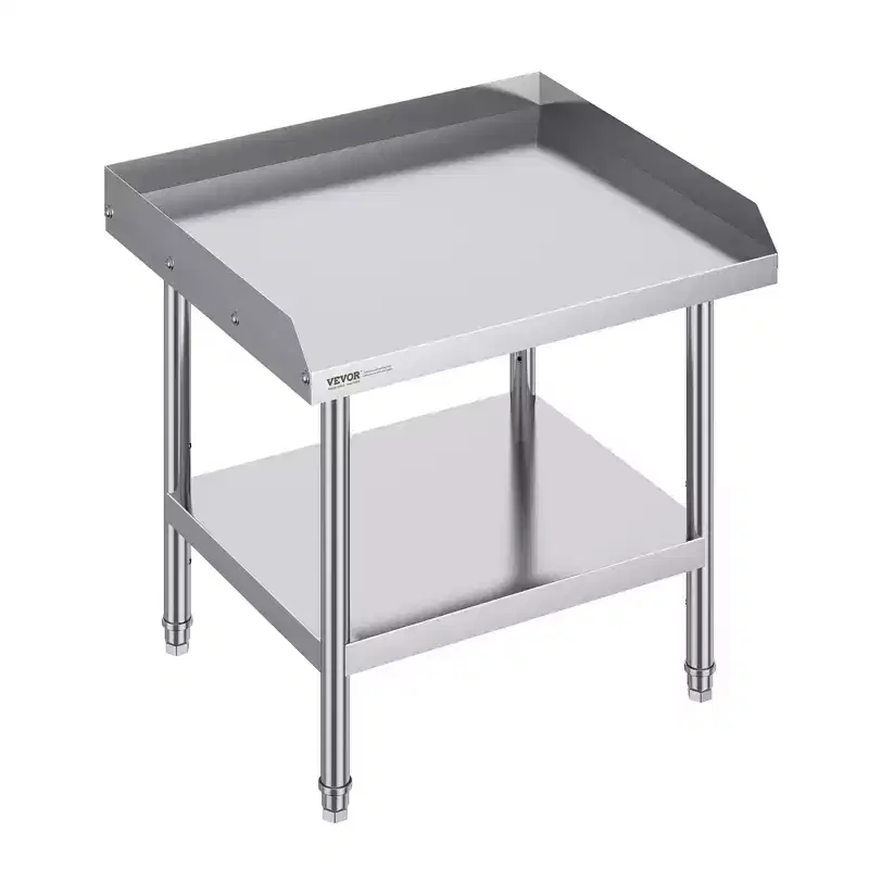 Stainless Steel Work Table, 24 x 28 x 26 Inch Commercial Food Prep Worktable, 3-Sided Backsplash Heavy Duty Prep Worktable, Metal Work Table