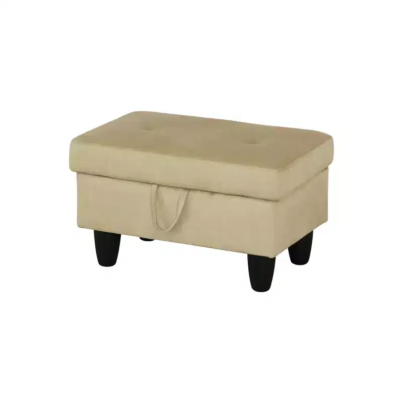 AndMakers 28.5 in. W Flannel Polyester Blend Rectangle Ottoman with Storage