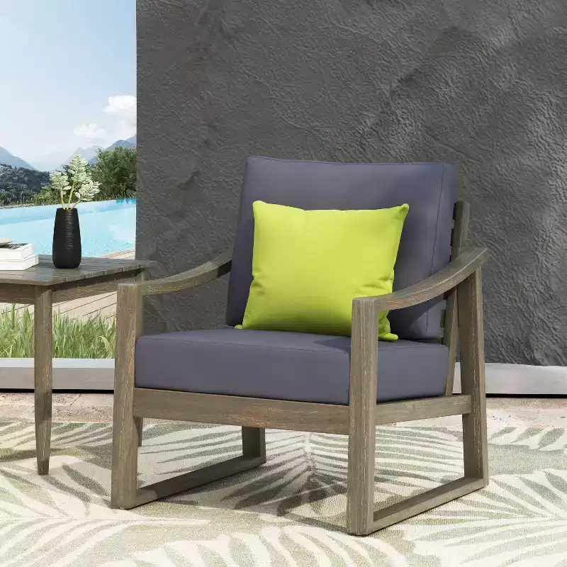 Christopher Knight Home Samwell Outdoor Acacia Wood Club Chair with Cushion