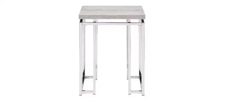 HomeRoots 24 Chrome And Natural Oak Manufactured Wood And Metal Square End Table