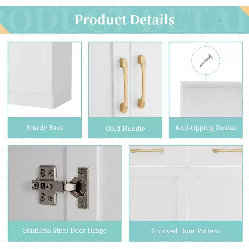 Bathroom Storage Cabinet, Tall Cabinet Large Storage Cabinet with 2 Drawers and Open Shelves