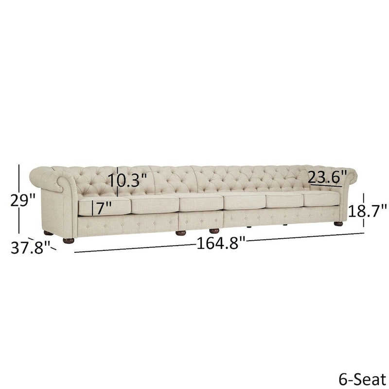 Knightsbridge Beige Linen Tufted Chesterfield Modular Sofa by iNSPIRE Q Artisan