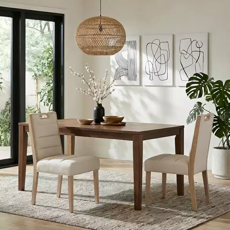 Sungjin Modern Rubberwood Upholstered Armless Dining Chairs (Set of 2)