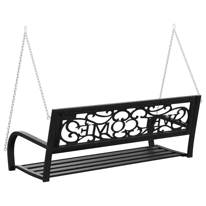 Garden Swing Bench Black Steel, Plastic Medium Hanging mount