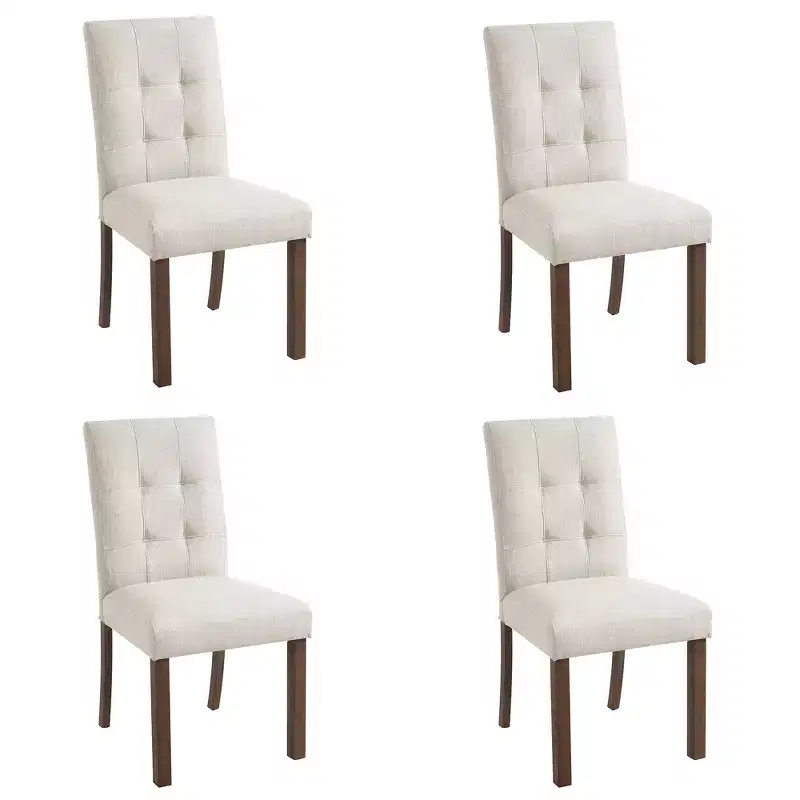 GDFStudio Keller Modern Wooden Dining Chairs with Back and Wood Legs (Set of 4)