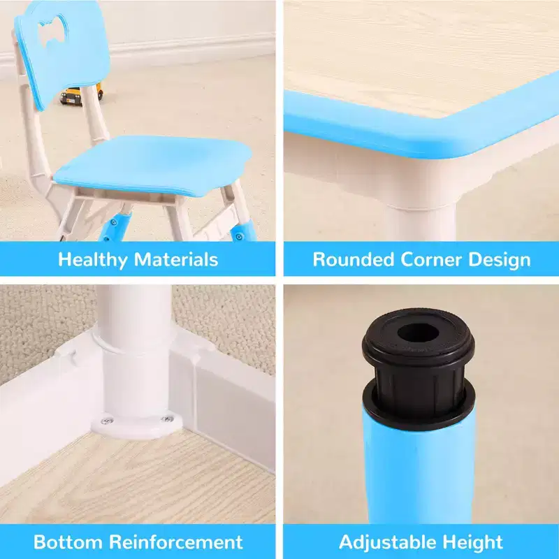 Adjustable Kids Table & 4 Chairs Set  Non-Slip, Graffiti-Resistant Multi-Activity Desk for [Activities]  Ages