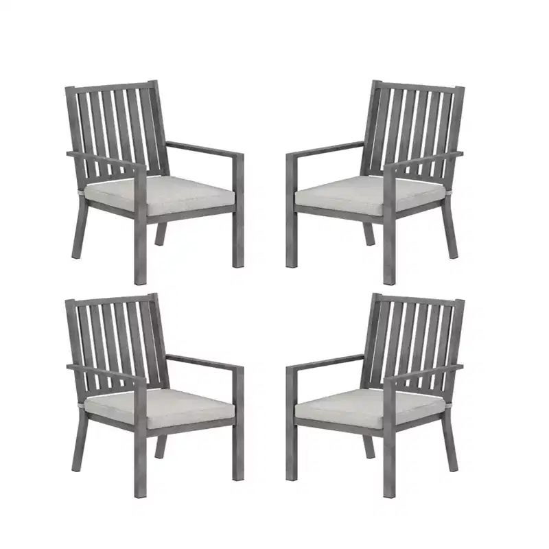 Set of 4 23 All-Weather Aluminum Patio Dining Chairs with Thick Cushions