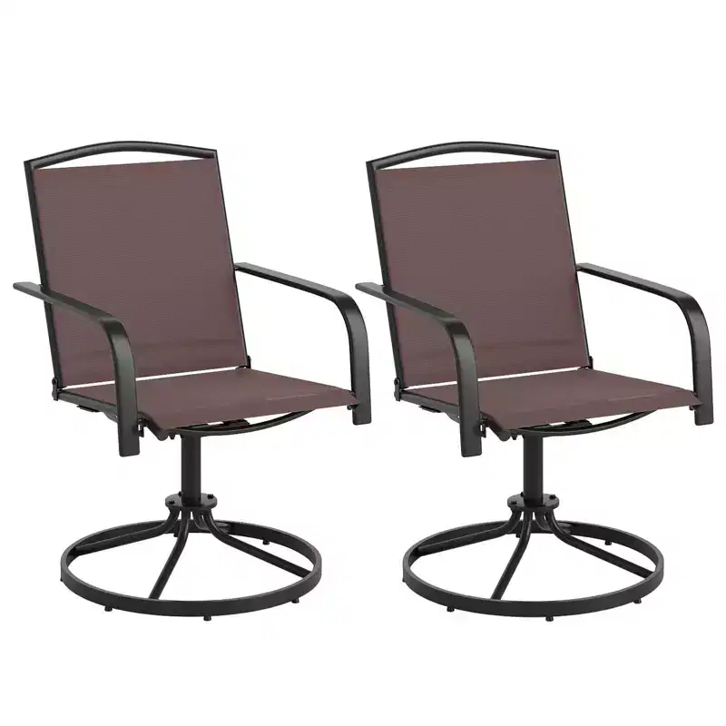 Costway Patio Swivel Chairs Set of 2/4 w/ High Back & Round Metal Base for Backyard