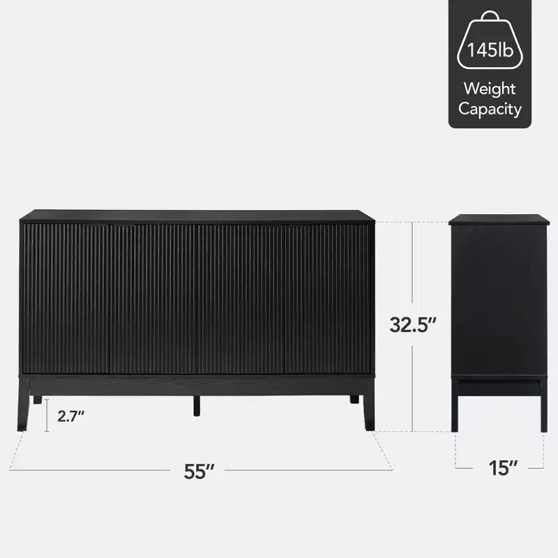 Best Choice Products 4-Door Reeded Storage Cabinet w/ Soft-Close Doors, Multipurpose Accent Furniture