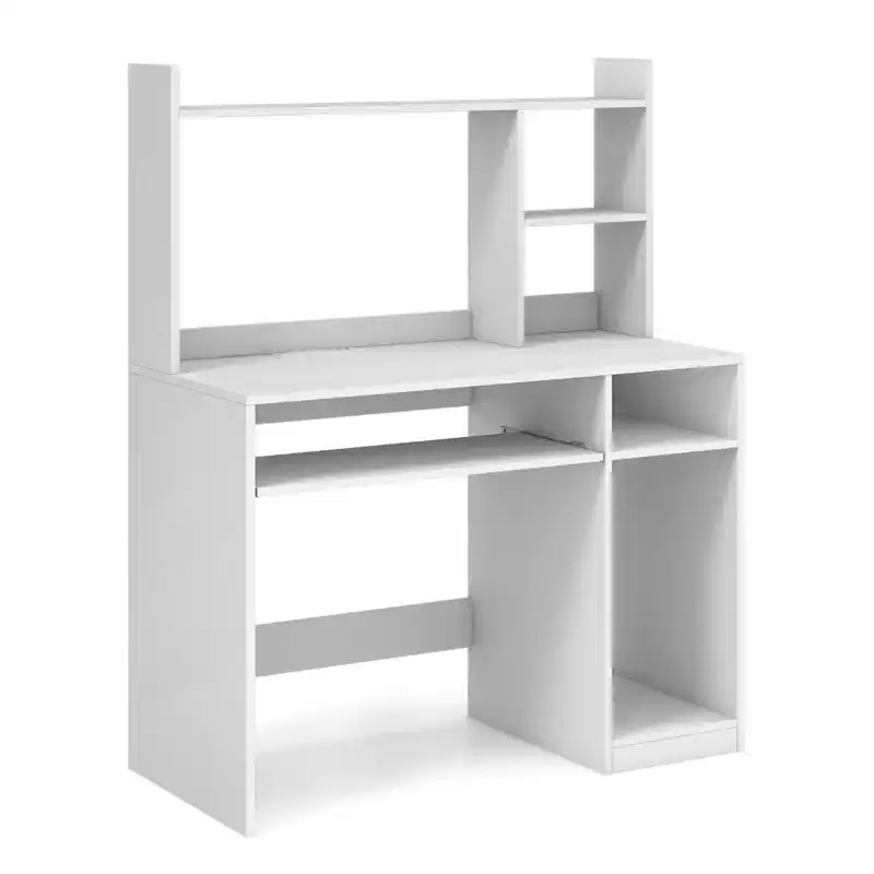 Computer Desk with Charging Station Hutch and CPU Stand White