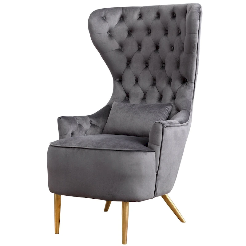 KINWELL Tufted High Wingback Accent Chairs Velvet Armchairs, Set of 2