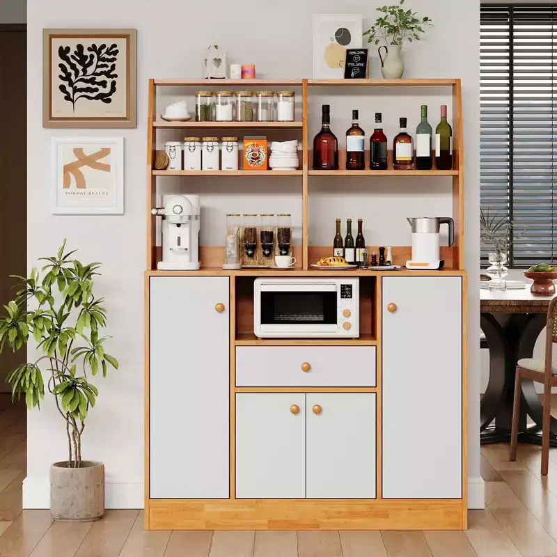 Wood Sideboard Buffet Cabinet, Freestanding Kitchen Pantry Cabinet , Large Cupboard Coffee Bar Station for Entryway Dining Living Room