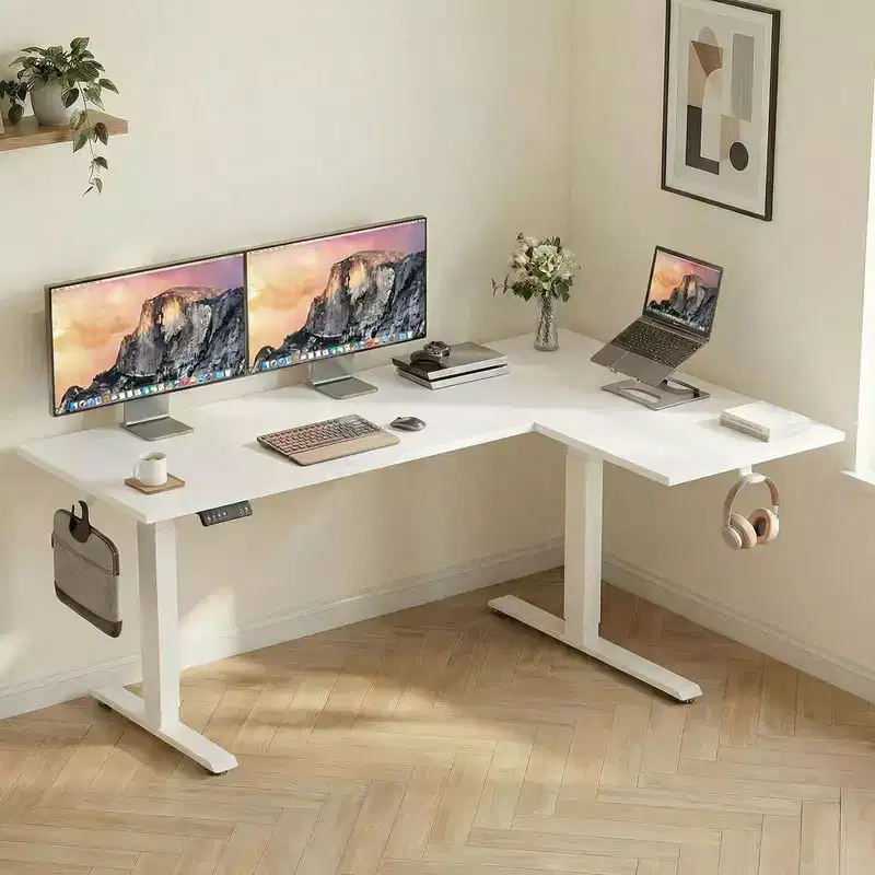 71 X 48 In L-shaped electric standing desk, electric height-adjustable computer desk, Sit Stand Up Desk for Home Office