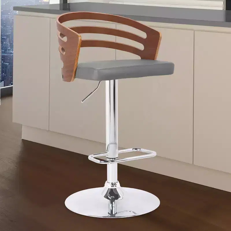 Adjustable Swivel Bar Stool with Footrest