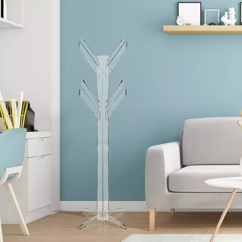 Designstyles Free Standing Luxurious Acrylic Coat Rack, Heavy Duty, Beautiful Home Decor, Perfect For Hats, Clothes, and Umbrellas