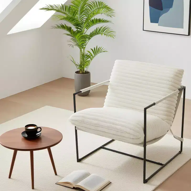Accent Chair for Living Room,Modern Metal Framed Armchair, Upholstered Chairs with Shredded Foam Cushioning