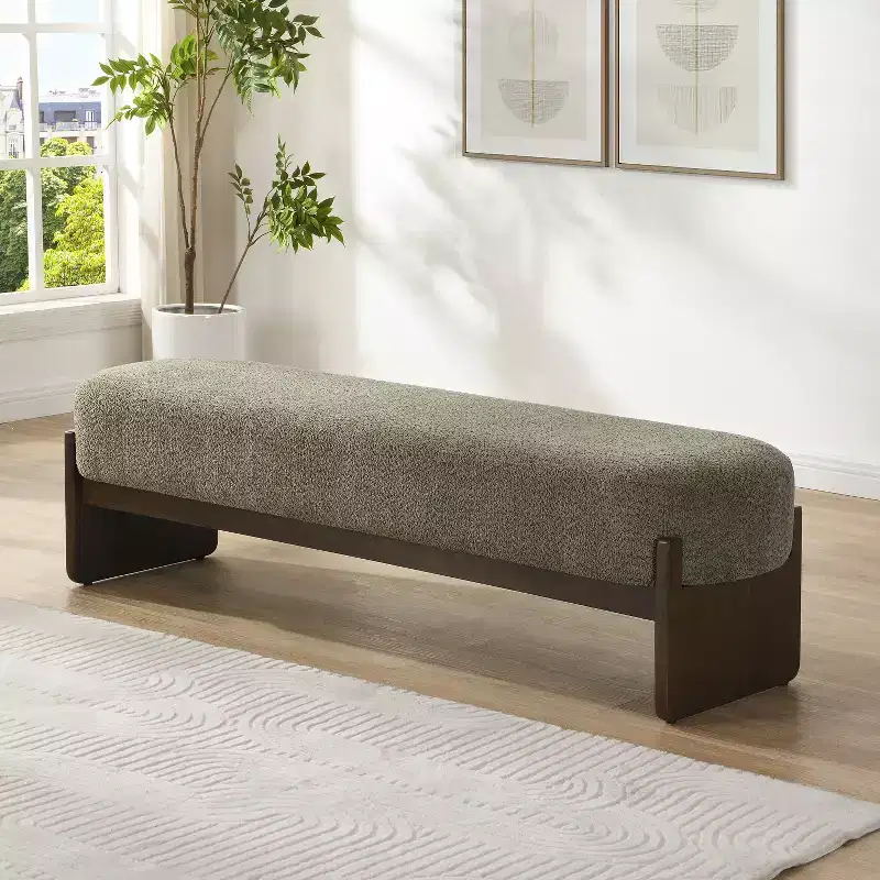 Arabella 64 Modern Rubberwood Upholstered Loop Yarn Ottoman