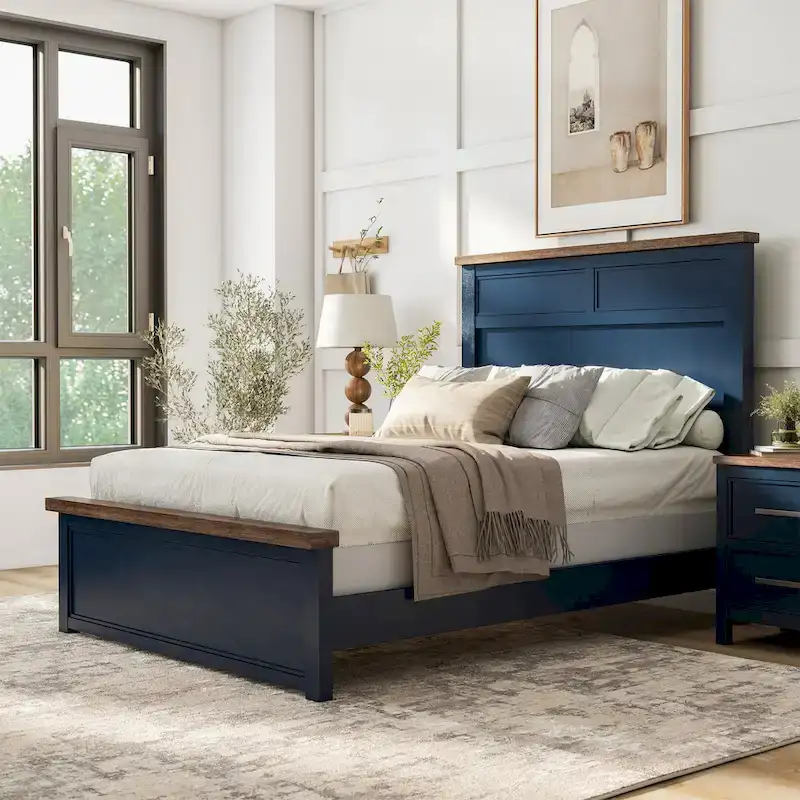Modern Farmhouse Pinewood Panel Bed