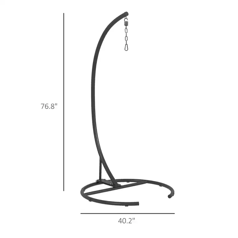 Hanging Hammock Chair Stand with Round Base, 40.2 x 76.8, Black