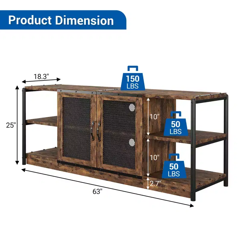 TV Stand Farmhouse Entertainment Center for 65 Inch TV Media Console Cabinet,Mesh Barn Door and Sturdy Metal Frame
