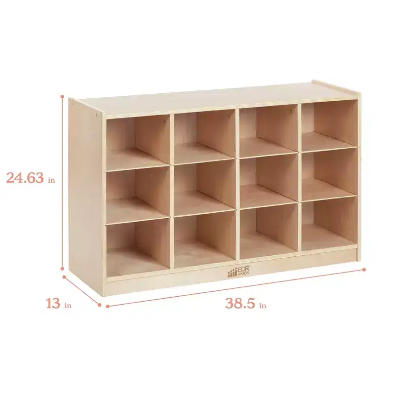 Cubby Mobile Tray Cabinet and 15 Scoop Front Bins, 3x4, Kids Furniture