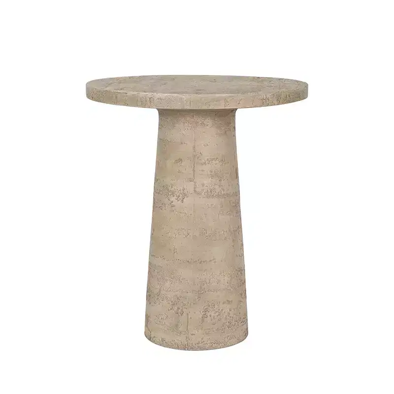 Cream Round Side Table with Pedestal Base 22x22x25.5