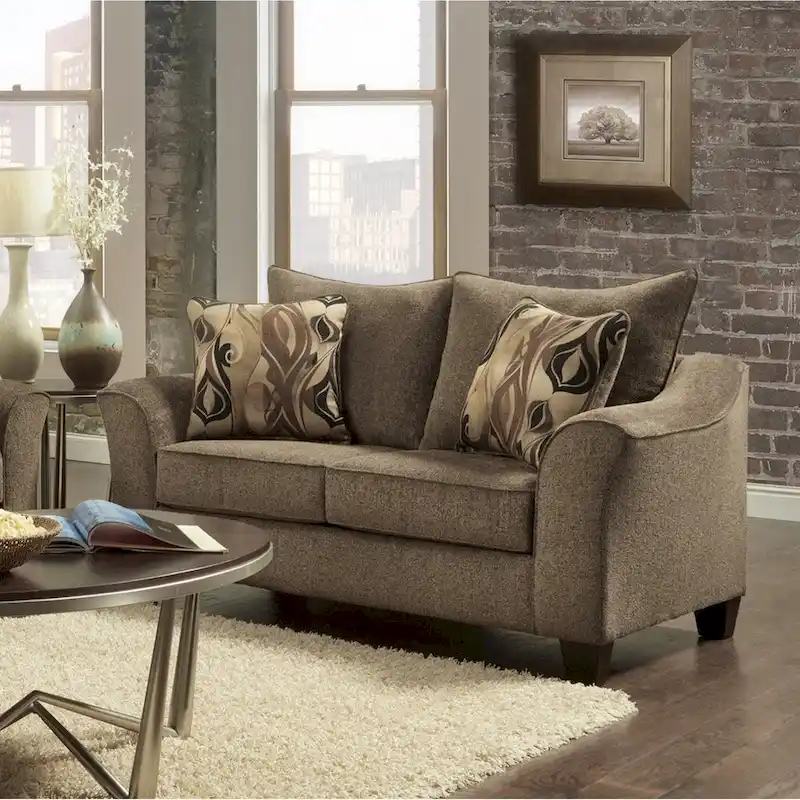 Roundhill Furniture Camero Fabric Pillowback Loveseat