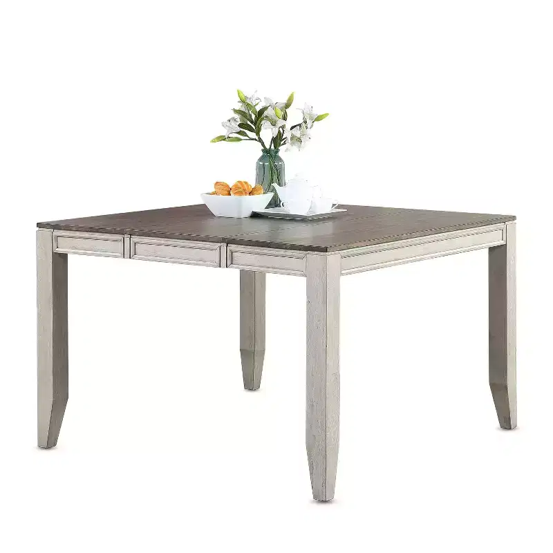 Abacus Counter Table Alabaster/Honey - Steve Silver Co.: 36" High, Square, Seats 8, Butterfly Leaf