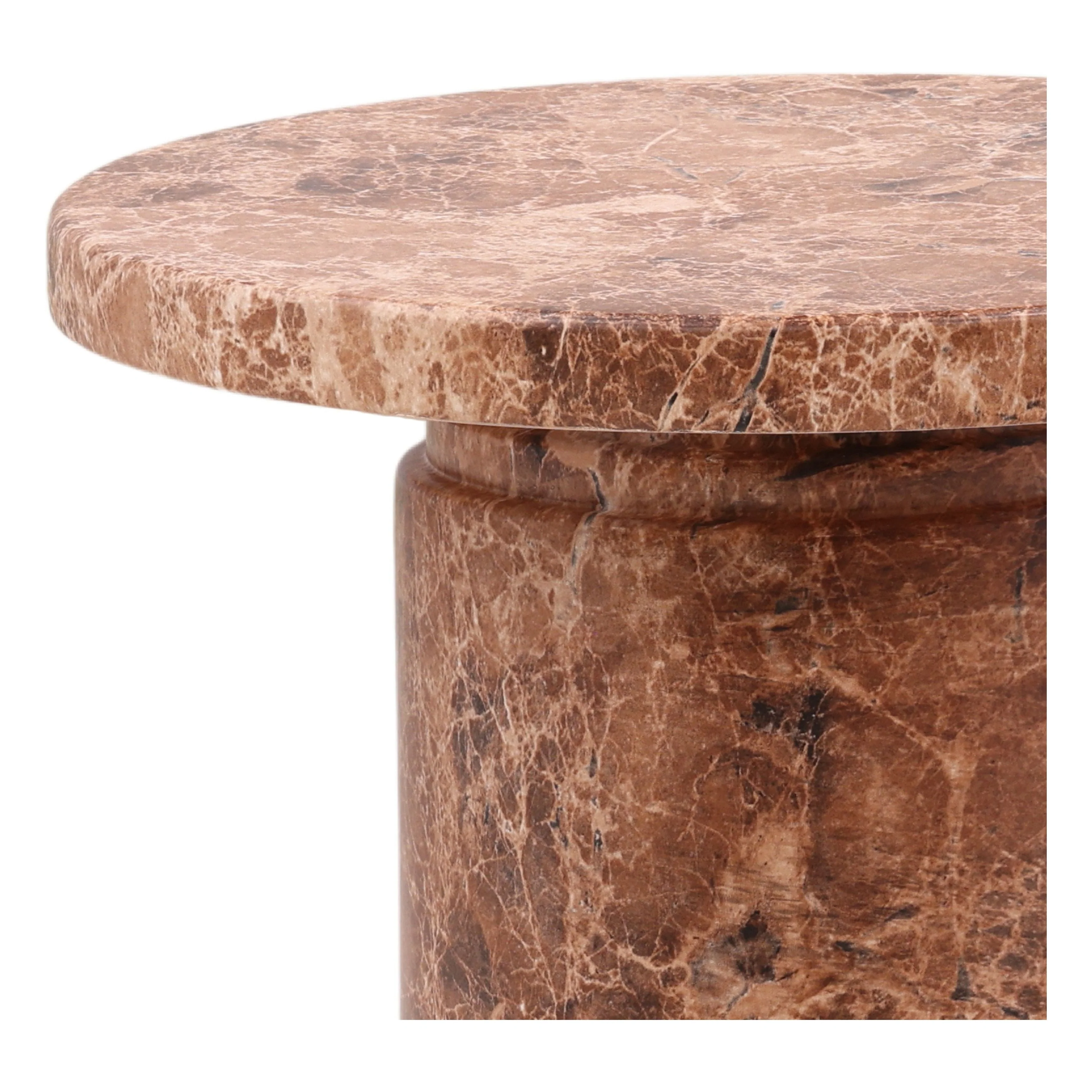 Organic Concrete & Marble Side Table with Round Top & Natural Variation Finish for Living Room