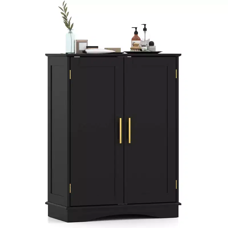 Costway Floor Storage Cabinet Modern Storage Organizer with Adjustable Shelves &2 Doors Black/Blue/Gray/White