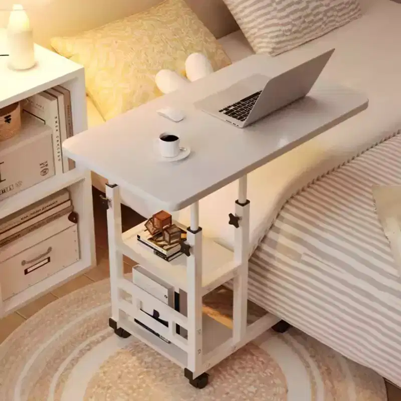 Metal MDF C-Shaped Adjustable Height Rolling Laptop Desk 60x40cm