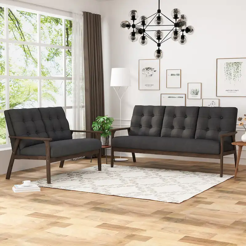 Aries Mid-century 2-piece Fabric Sofa Set by Christopher Knight Home
