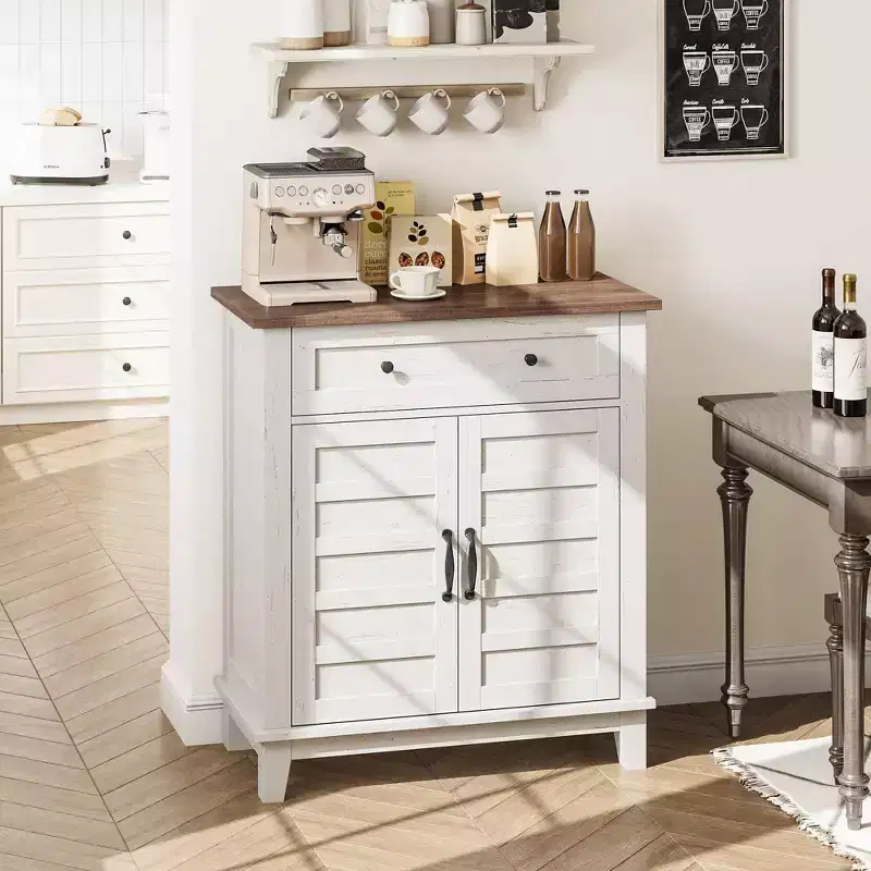 31.5 Sideboard Buffet Cabinet, Rustic Storage Cabinet with Adjustable Shelf, Entryway Console Cabinet, Coffee Bar Cabinet for Kitchen
