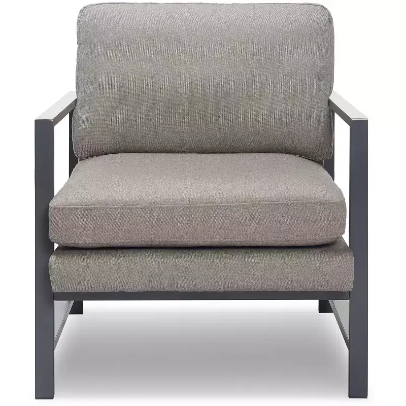 Russell Bronze Metal Frame Accent Chair Gray - Finch: Upholstered Polyester, Modern Club Chair with 250lb Capacity