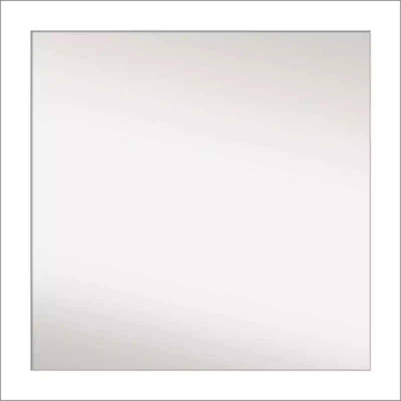 30" x 30" Non-Beveled Wedge White Bathroom Wall Mirror - Amanti Art: Modern Square Vanity, Includes Mounting Hardware