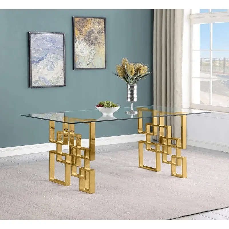 Best Quality Furniture Tempered Glass Dining Table Stainless Steel