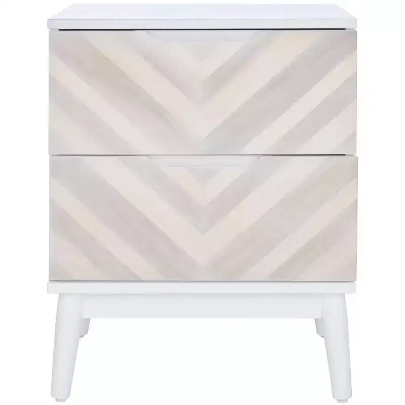 Tay 2 Drawer Patterned Nightstand - NST5011 - White Washed - Safavieh
