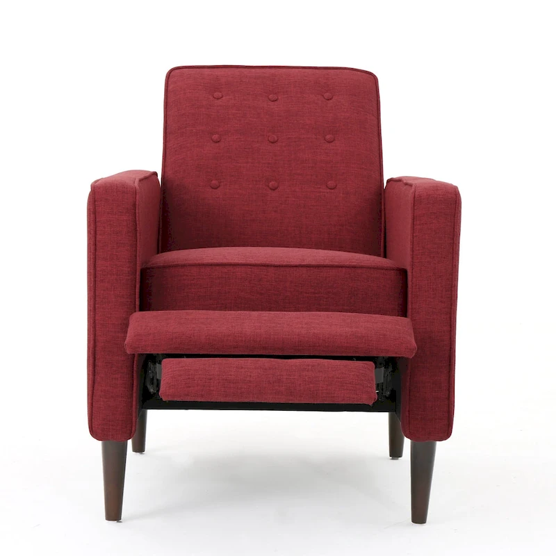 Mervynn Mid-Century Modern Button Tufted Fabric Recliner by Christopher Knight Home