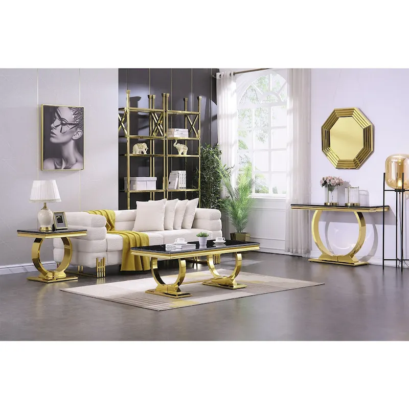 Modern Console Tables With Metal U Base and Gloss texture top