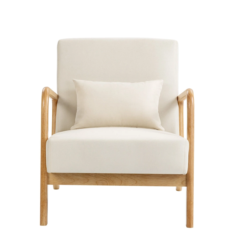 Mid Century Modern Upholstered Accent Chair with Pillow